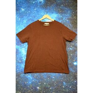 Merz B. Schwanen Shirt Mens XL Brown Cotton Jersey Crew Loopwheeled Casual Tee